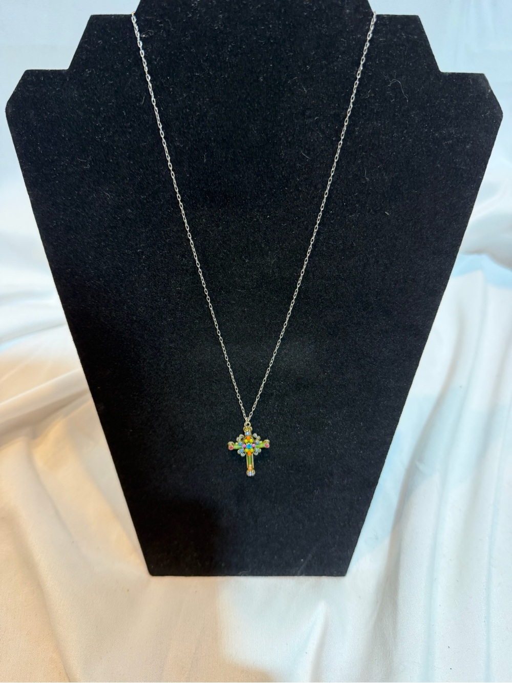 Multicolor Crystal Cross Pendant Necklace - Women Jewelry
